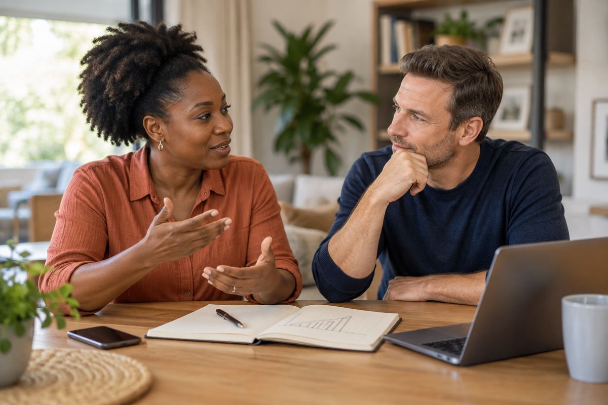 Two parents talking together about their child's learning